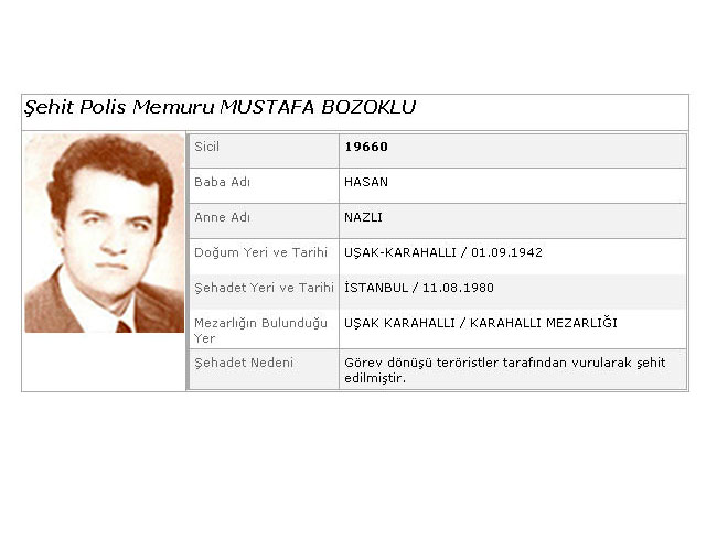 Şehit Polis Memuru Mustafa BOZOKLU